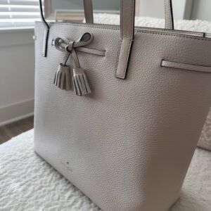Kate Spade Cream Tote with Tassel Accents